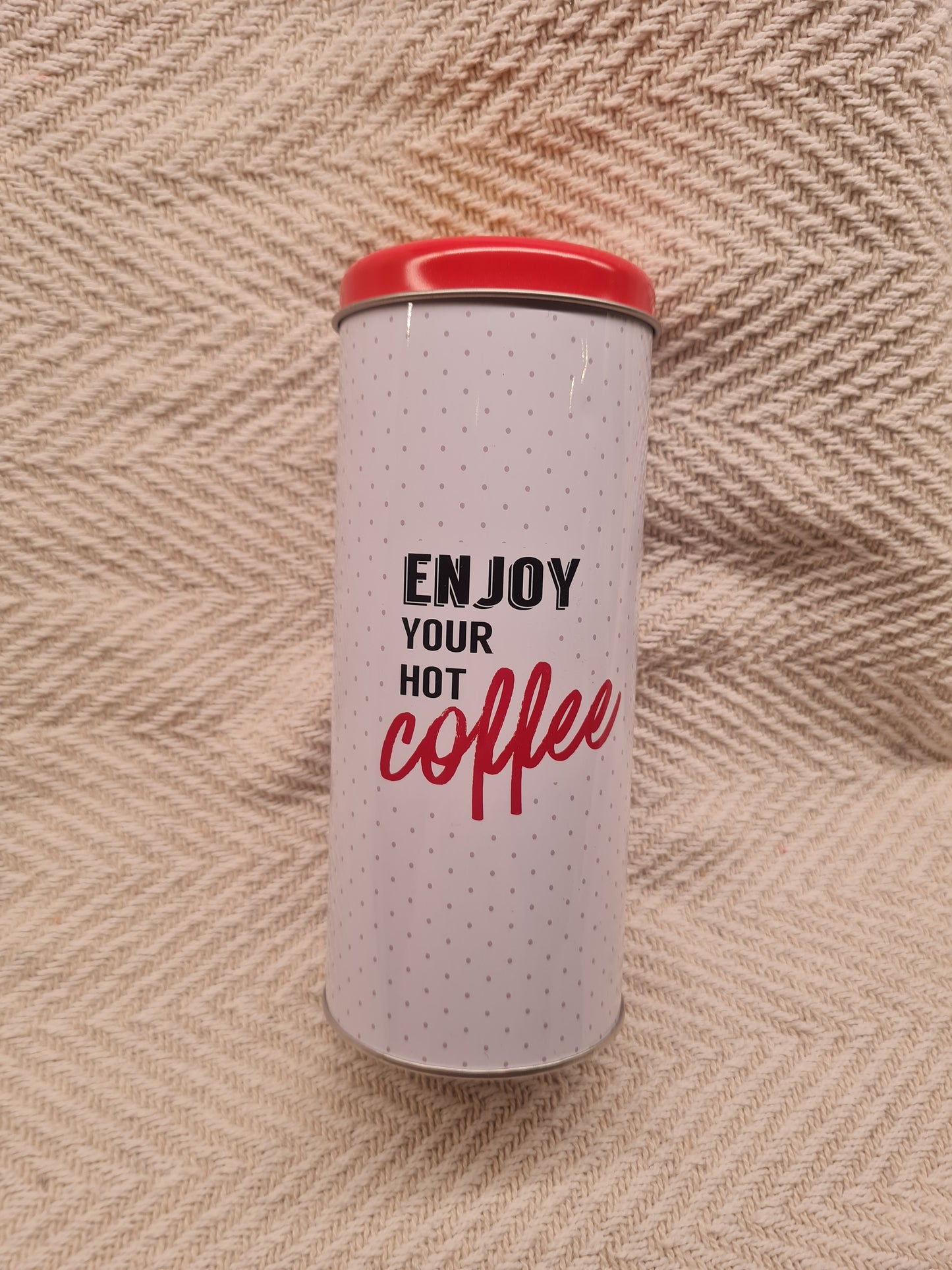 ☕ Boîte à dosettes “Enjoy your hot coffee” – Motif à pois