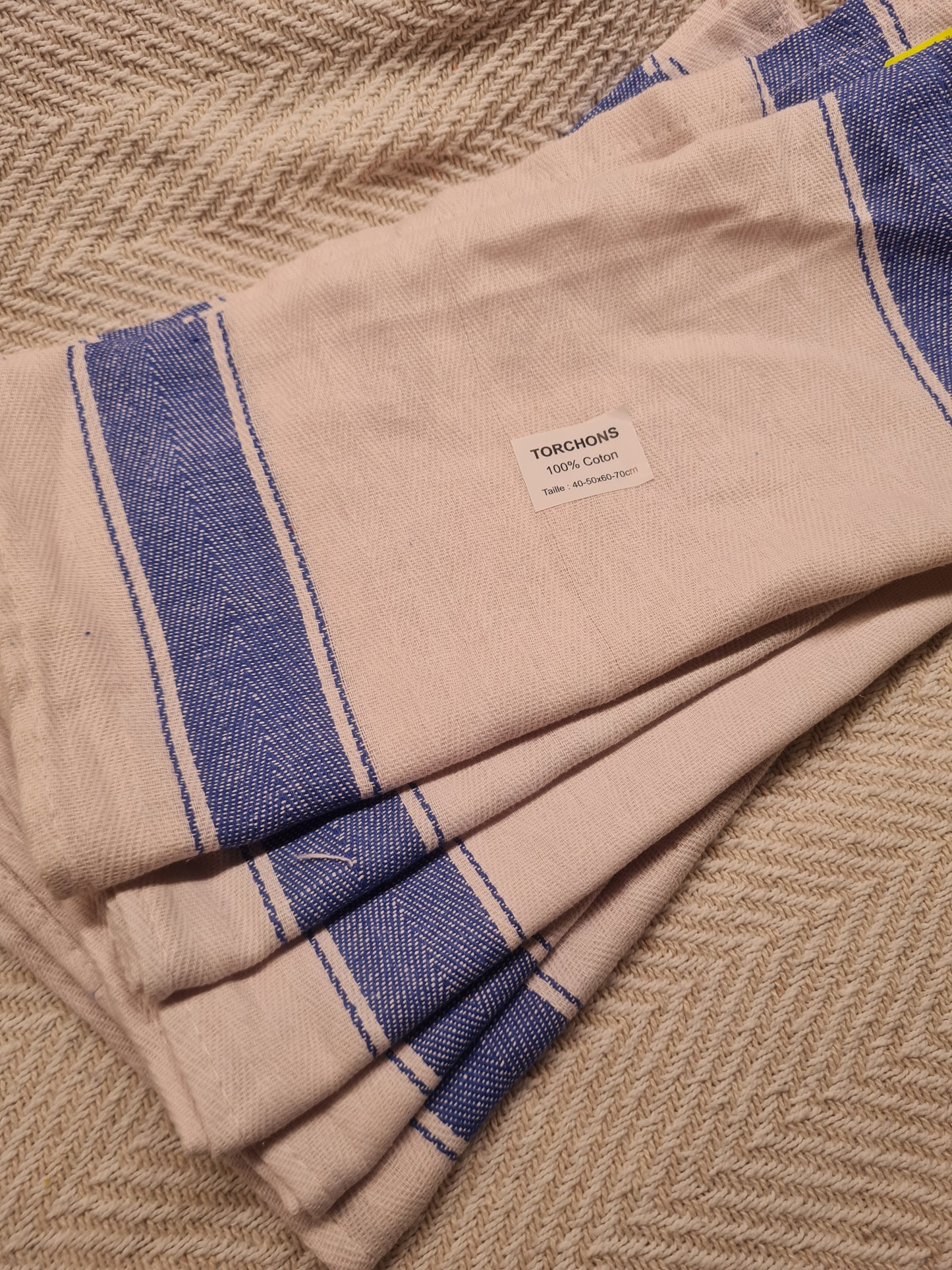 Lot de 4 torchons blanc & bleu