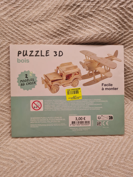 ✈️🚗 Puzzle 3D en bois – 2 modèles au choix
